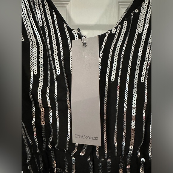 City Goddess Sequin Chiffon Wrap Maxi Dress - Picture 5 of 5